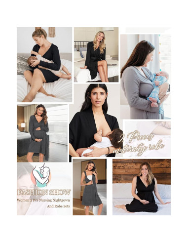 Conjunto de Bata y Vestido de Lactancia SWOMOG para Mujeres