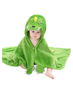 Bata de Baño con Capucha TONWHAR para Bebés 0-4 Años - Dinosaurio Verde