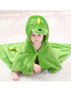 Bata de Baño con Capucha TONWHAR para Bebés 0-4 Años - Dinosaurio Verde 2