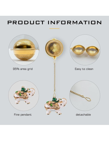 Colador de Té Elefante de Acero Inoxidable Gloriousliving 3.48 cm