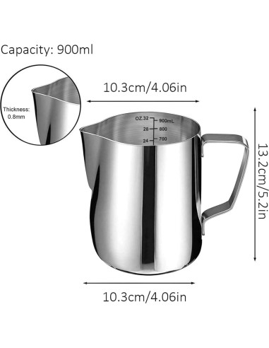 Jarra Espumadora de Leche SIKEMAY 900ml Acero Inoxidable