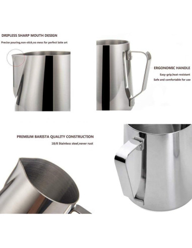 Jarra Espumadora de Leche SIKEMAY 900ml Acero Inoxidable