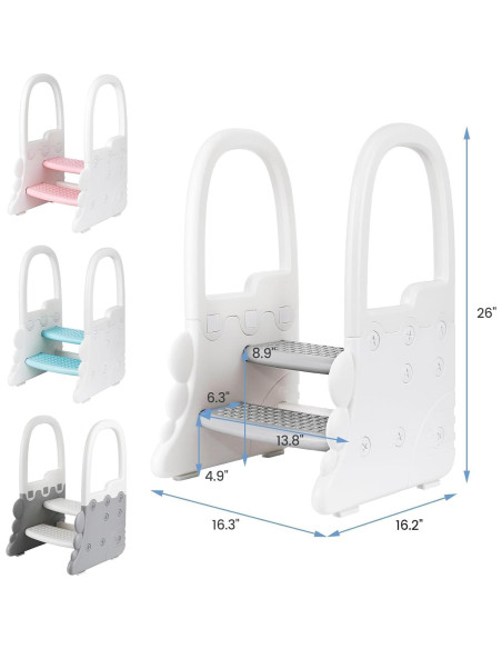 Escalera para Niños IDEALHOUSE 2 Pasos Gris para Baño y Cocina