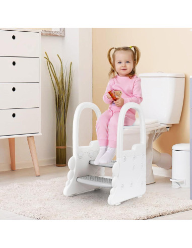 Escalera para Niños IDEALHOUSE 2 Pasos Gris para Baño y Cocina