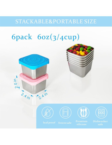 Set de 6 Contenedores de Snack Acero Inoxidable 304 170g