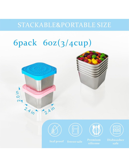 Set de 6 Contenedores de Snack Acero Inoxidable 304 170g