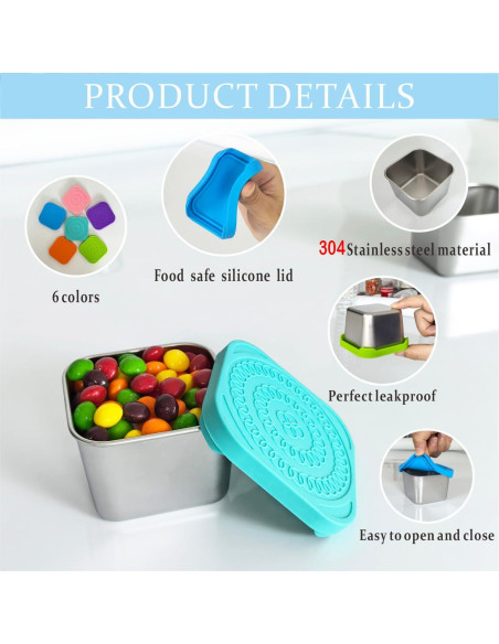 Set de 6 Contenedores de Snack Acero Inoxidable 304 170g