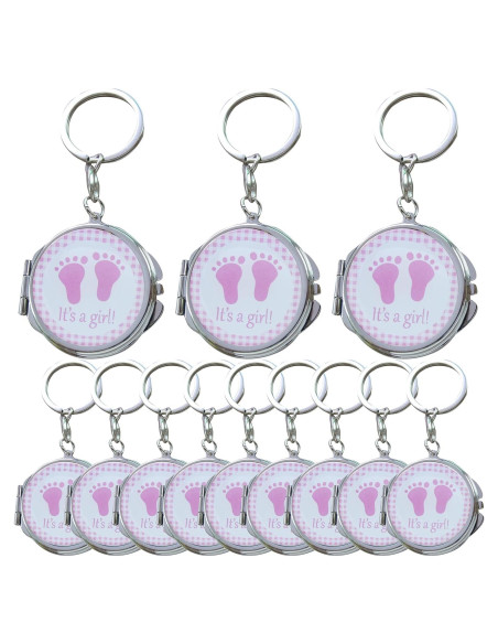 12 Espejos Compactos de Llave Rosa Genérico para Baby Shower