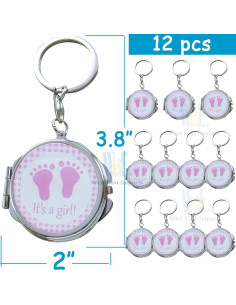 12 Espejos Compactos de Llave Rosa Genérico para Baby Shower 2