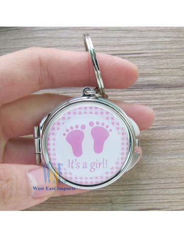 12 Espejos Compactos de Llave Rosa Genérico para Baby Shower