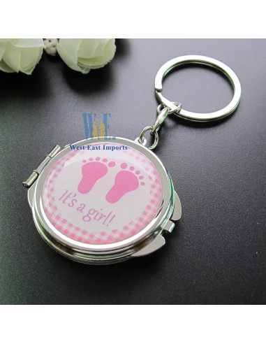 12 Espejos Compactos de Llave Rosa Genérico para Baby Shower