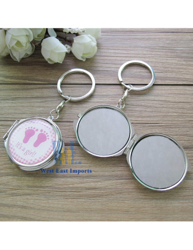 12 Espejos Compactos de Llave Rosa Genérico para Baby Shower