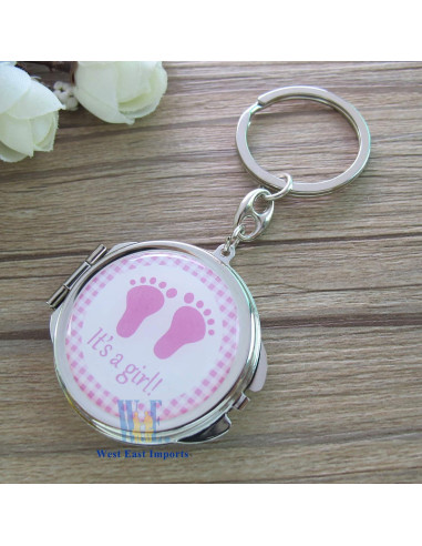 12 Espejos Compactos de Llave Rosa Genérico para Baby Shower