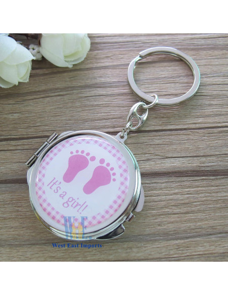 12 Espejos Compactos de Llave Rosa Genérico para Baby Shower