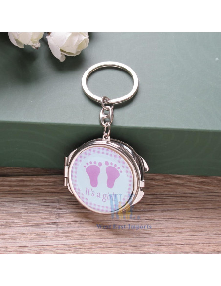 12 Espejos Compactos de Llave Rosa Genérico para Baby Shower