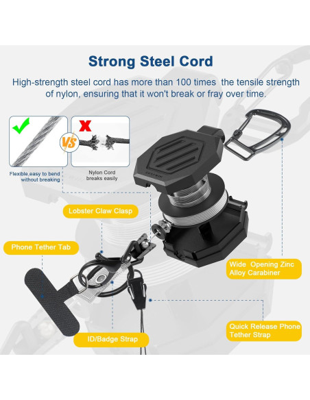 Llavero Retráctil DELSWIN con Clip y Cuerdas para Teléfonos - 2 Piezas