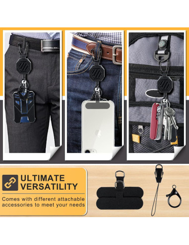 Llavero Retráctil DELSWIN con Clip y Cuerdas para Teléfonos - 2 Piezas