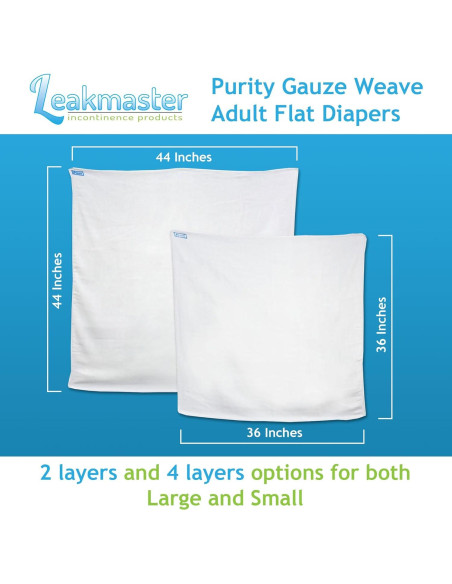 Pañales de Tela Planos Purity LeakMaster - 100% Algodón 112x112 cm