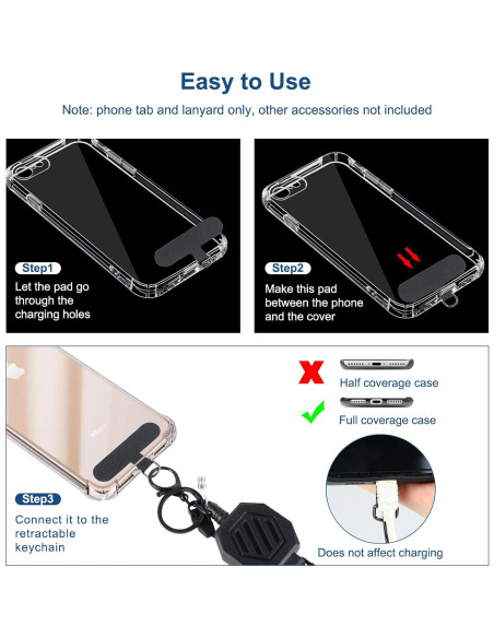 Llavero Retráctil DELSWIN con Clip y Cuerdas para Teléfonos - 2 Piezas