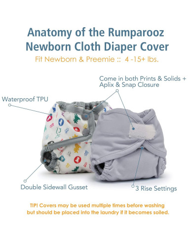 Cubierta de Pañal de Tela Kanga Care Rumparooz Recién Nacido 1.8-6.8 kg