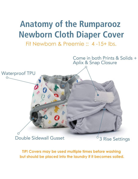 Cubierta de Pañal de Tela Kanga Care Rumparooz Recién Nacido 1.8-6.8 kg