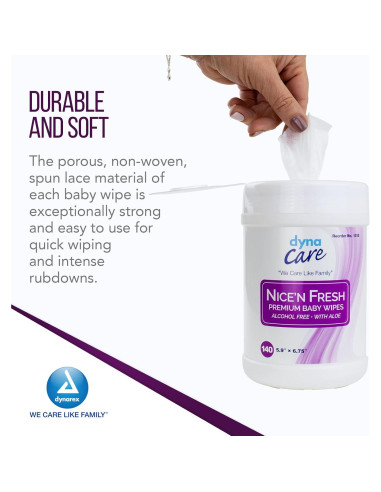 Toallitas Húmedas Dynarex Nice'n Fresh 140 Unidades 15.24x17.15 cm