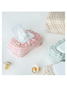 Funda para Toallitas Húmedas TISU Algodón Gingham Rosa Universal