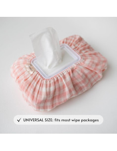Funda para Toallitas Húmedas TISU Algodón Gingham Rosa Universal 2