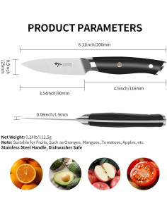 Cuchillo de Pelar MAD SHARK 3.5" Acero Inoxidable Ergonómico 2