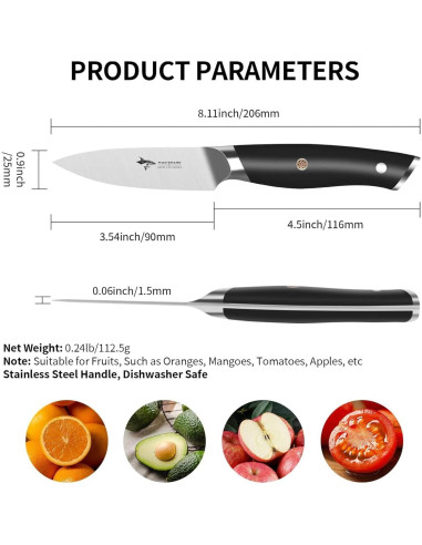 Cuchillo de Pelar MAD SHARK 3.5" Acero Inoxidable Ergonómico