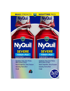 Vicks NyQuil SEVERE 2x355 mL Alivio Resfriados y Gripe Sabor Baya