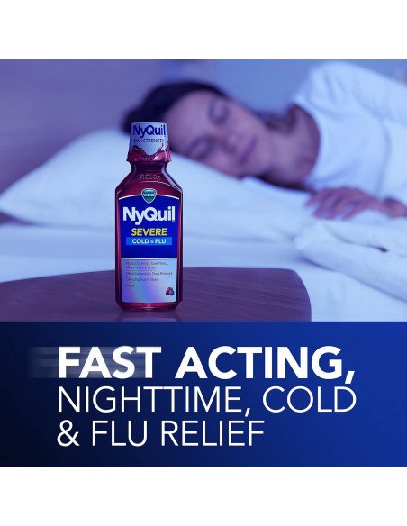 Vicks NyQuil SEVERE 2x355 mL Alivio Resfriados y Gripe Sabor Baya