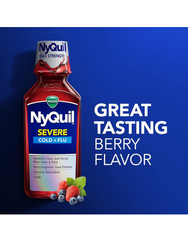 Vicks NyQuil SEVERE 2x355 mL Alivio Resfriados y Gripe Sabor Baya