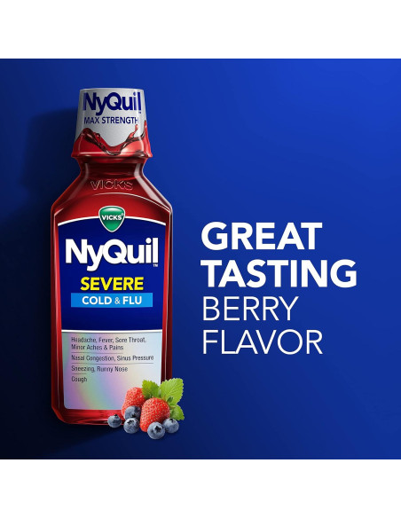 Vicks NyQuil SEVERE 2x355 mL Alivio Resfriados y Gripe Sabor Baya