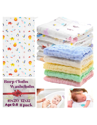 Toallitas de Muselina 100% Algodón La Belle Beeno - Set 11 Piezas