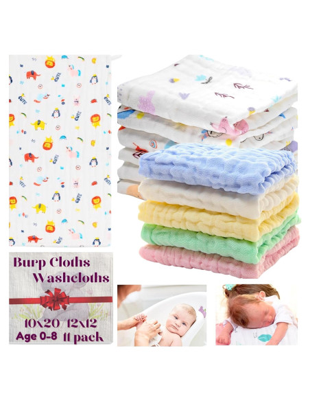 Toallitas de Muselina 100% Algodón La Belle Beeno - Set 11 Piezas