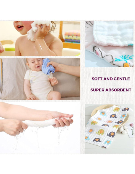 Toallitas de Muselina 100% Algodón La Belle Beeno - Set 11 Piezas