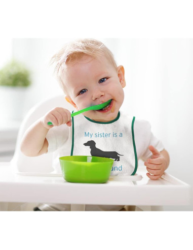 Babero de Algodón para Bebés Mi Hermana es un Dachshund