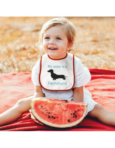 Babero de Algodón para Bebés Mi Hermana es un Dachshund