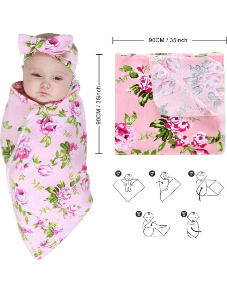 Conjunto de Maternidad 4 Piezas Algodón Rosa - Bata, Manta, Gorro y Diadema