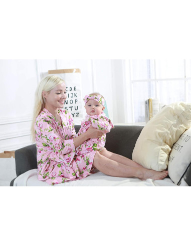 Conjunto de Maternidad 4 Piezas Algodón Rosa - Bata, Manta, Gorro y Diadema