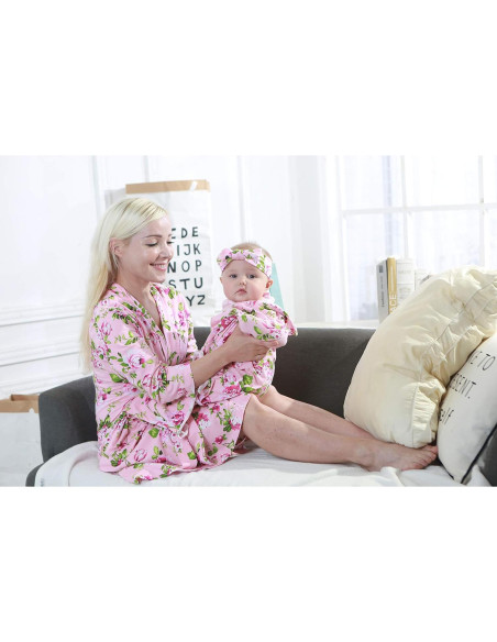 Conjunto de Maternidad 4 Piezas Algodón Rosa - Bata, Manta, Gorro y Diadema