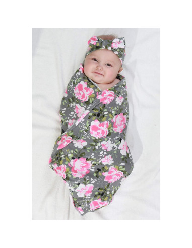 Conjunto de Maternidad 4 Piezas Algodón Rosa - Bata, Manta, Gorro y Diadema