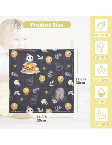 Pañales de Muselina Halloween vvfelixl 30x30 cm 5 Piezas