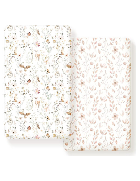 Juego de Sábanas Ajustadas GRSSDER para Cuna Rosa Floral 2 Pzas