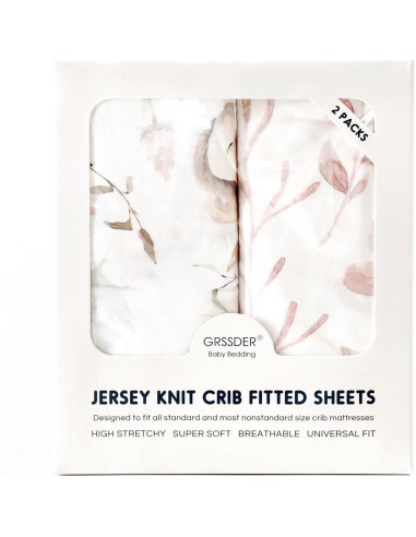Juego de Sábanas Ajustadas GRSSDER para Cuna Rosa Floral 2 Pzas