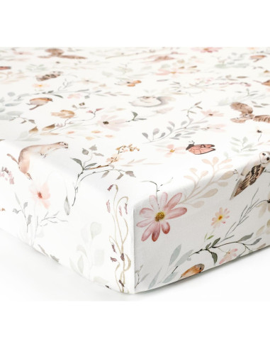 Juego de Sábanas Ajustadas GRSSDER para Cuna Rosa Floral 2 Pzas