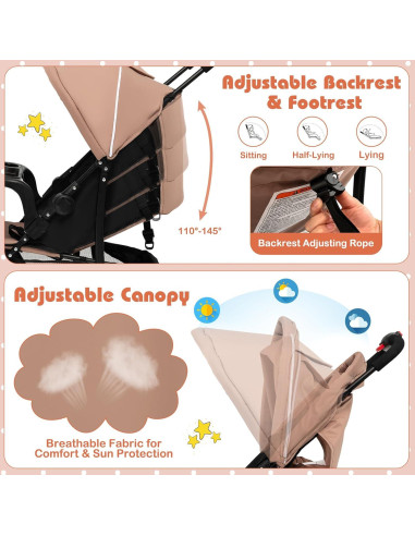 Cochecito Ligero HONEY JOY Plegable para Bebés 5.9 kg