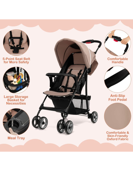 Cochecito Ligero HONEY JOY Plegable para Bebés 5.9 kg