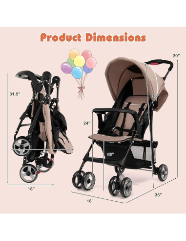 Cochecito Ligero HONEY JOY Plegable para Bebés 5.9 kg